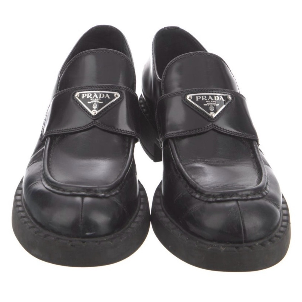Prada Women's Black Leather Slip-On Loafers
